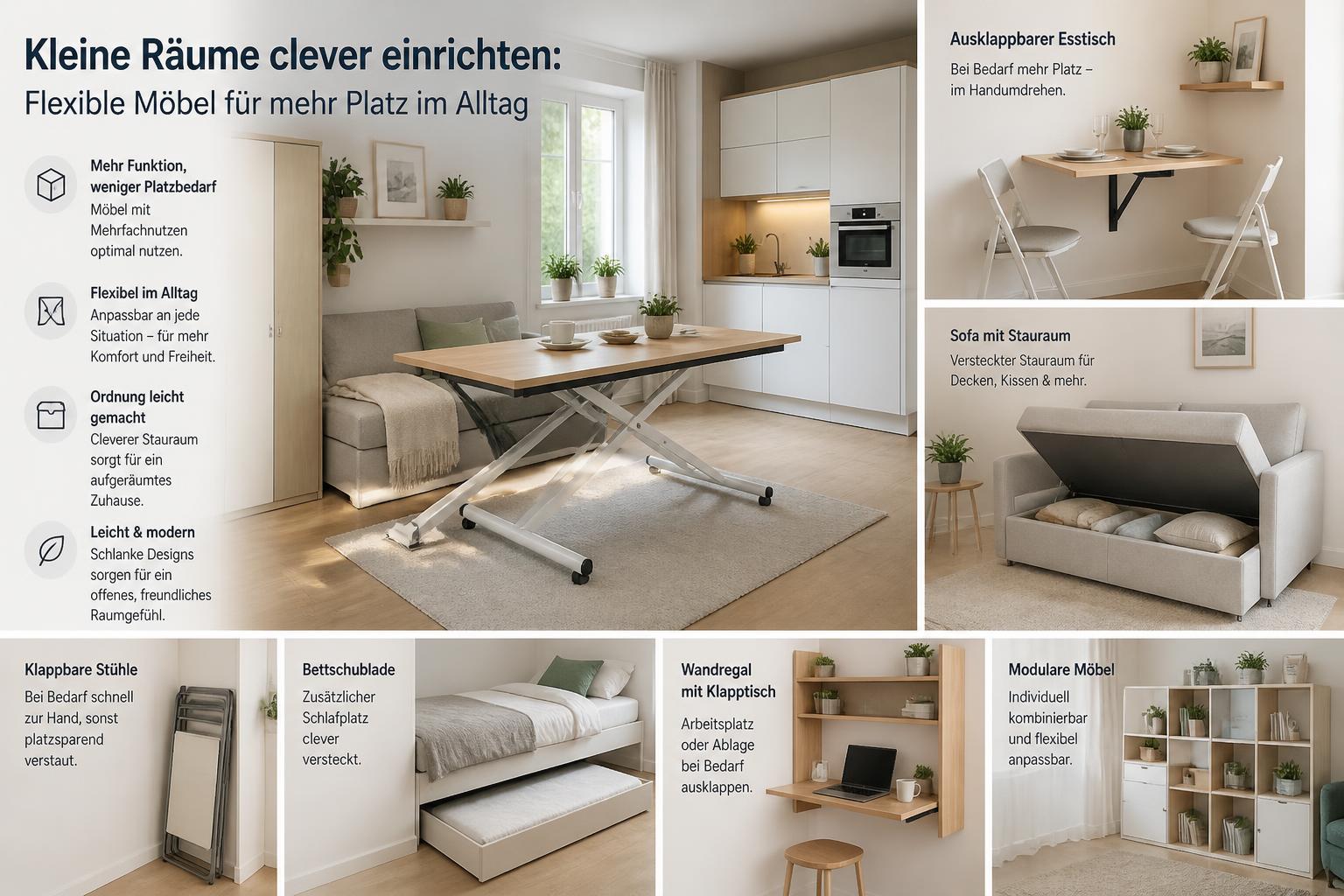 Kleine Räume clever einrichten: Flexible Möbel für mehr Platz im Alltag